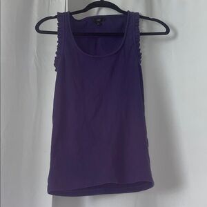 J. Crew Deep Purple Ruffle-Trim Rib Tank